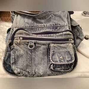 Denim Vintage Messenger Bag 12 x 12” Large softly worn.  No rips or stains.